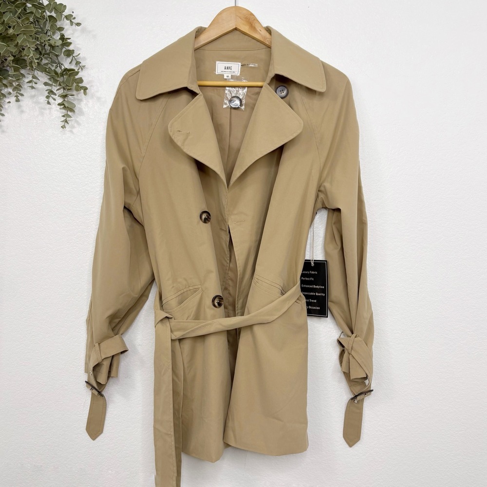HAVE  Belted Trench Coat  Collared Button Up Jacket Quiet Luxury